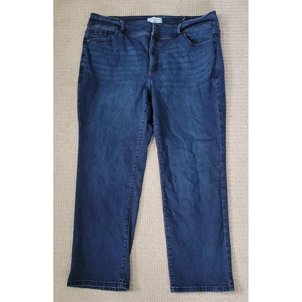Lane Bryant Slim Straight Jeans Womens Size 20 SHORT Blue High Rise Tight Tummy